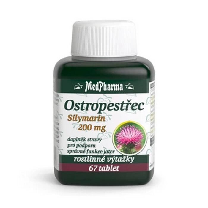 Liver protection and detoxification — MEDPHARMA Milk Thistle silymarin 200 mg, Supports liver regeneration — MEDPHARMA Milk Thistle silymarin 200 mg, Antioxidant protection — MEDPHARMA Milk Thistle silymarin 200 mg, Improves digestion — MEDPHARMA Milk Thistle silymarin 200 mg
