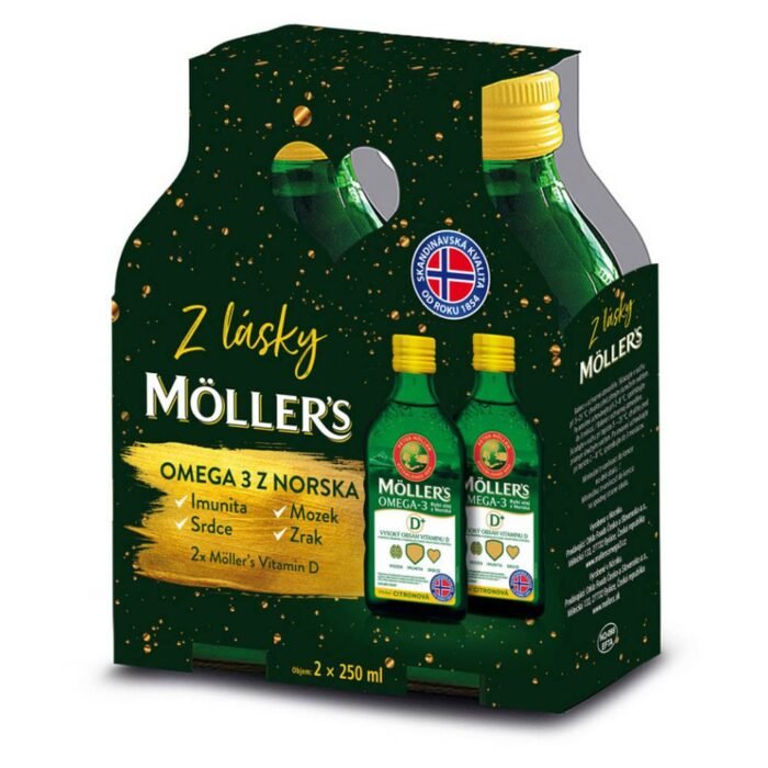 Insufficient intake of omega-3 fatty acids-MÖLLER´S Omega 3 D+ with lemon flavor GIFT PACK 500 ml,