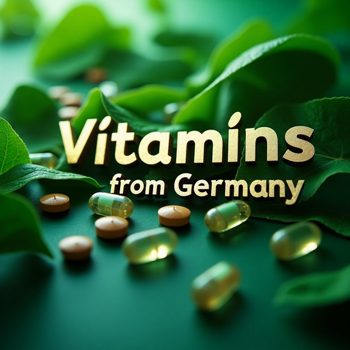 German vitamins for health arranged in clean packaging