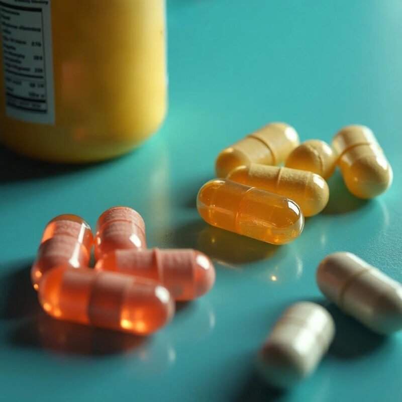 Polish vitamins for health on a white background