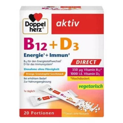 Soutien du système nerveux — DOPPELHERZ B12+D3 DIRECT Pellets,