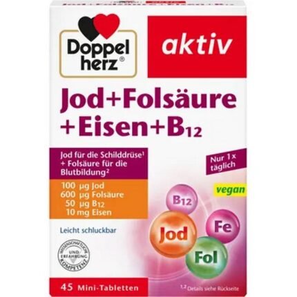 Iodine deficiency – Doppelherz Iodine + Folic Acid + Iron + B12,