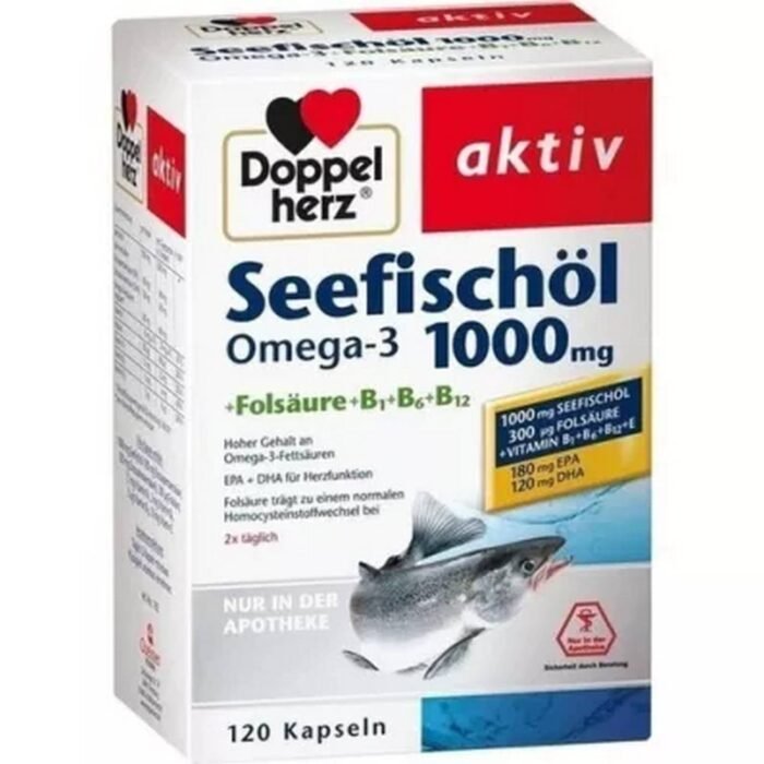 Поддержка сердечно-сосудистой системы — DOPPELHERZ Sea fish oil Omega-3 1,000 mg+fols.,