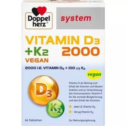 Soutien de la santé osseuse — DOPPELHERZ Vitamin D3 2000+K2 system,