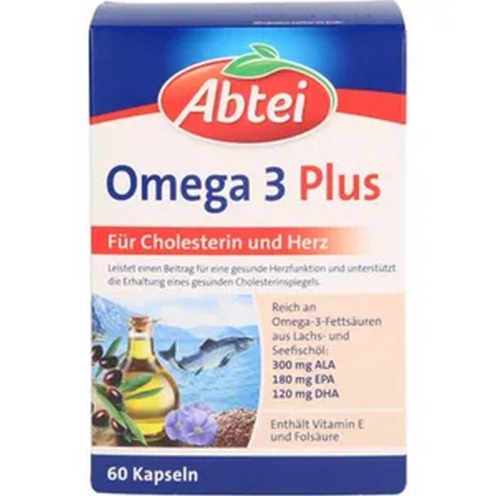 Abtei Omega 3 6 9 Lachsöl+Leinöl+Oliven Öl Kapseln 60 St