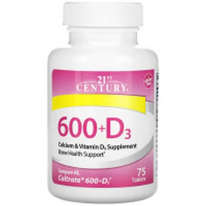 Strengthening bones and teeth-21st Century, 600+D3, Calcium & Vitamin D3 Supplement,