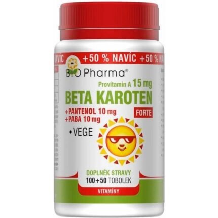 Supports healthy skin and natural tanning — Bio Beta Carotene 15 mg + Panthenol 10 mg + PABA 10 mg,