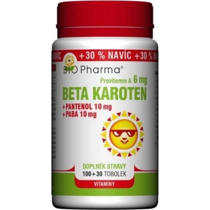 Supports healthy skin and natural tanning — Bio Pharma Beta Carotene 6 mg + Panthenol 10 mg + PABA 10 mg,