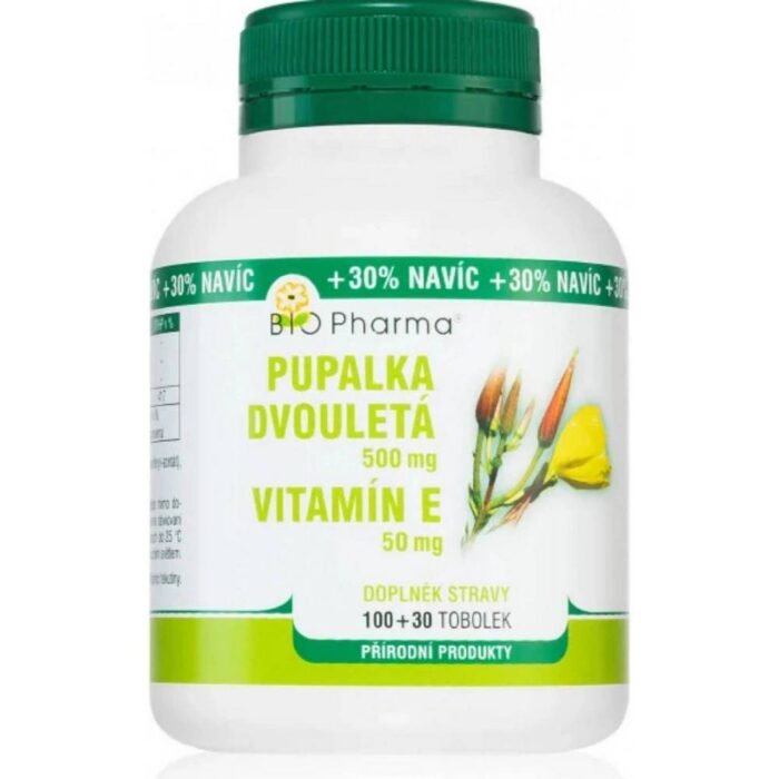 Supports skin health and elasticity — Bio-Pharma Evening Primrose 500mg Vitamin E 50mg,