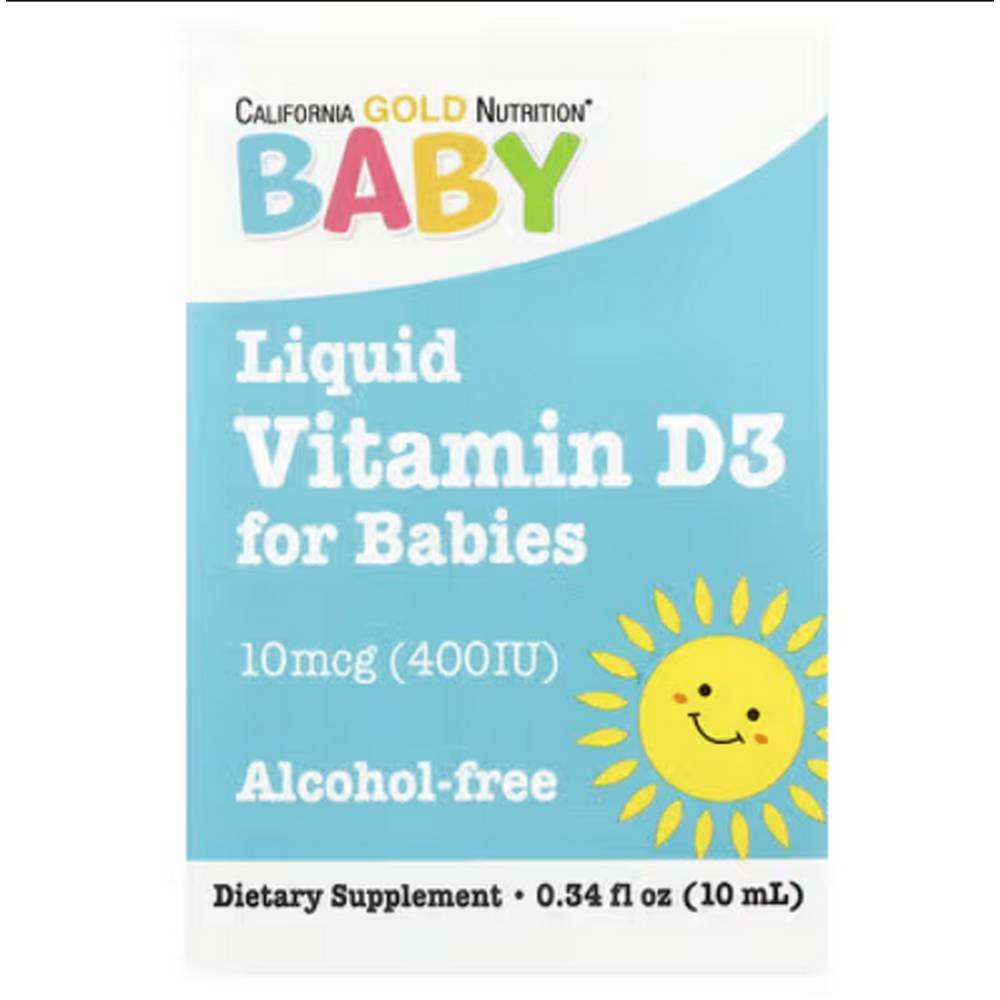 california gold nutrition baby vitamin d3 drops 10 mcg 400 iu 034 fl oz 10 ml Immune System Support -California Gold Nutrition, Baby Vitamin D3 Drops, 10 mcg 400 IU, 0.34 fl oz 10 ml,