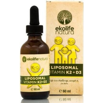 Supports bone health — Ekolife Natura Liposomal Vitamin K2 + D3 Apricot, 60 ml,