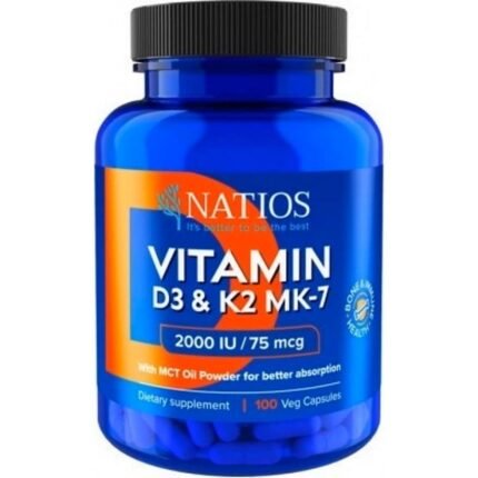 Support for bone and teeth health — Natios Vitamin D3 + K2 (MenaQ7 MK-7) 2000 IU + 75 mcg,
