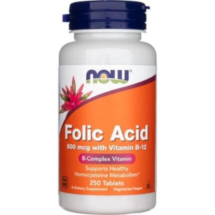 Supports healthy homocysteine metabolism — NOW Folic Acid 800 mcg with Vitamin B12,