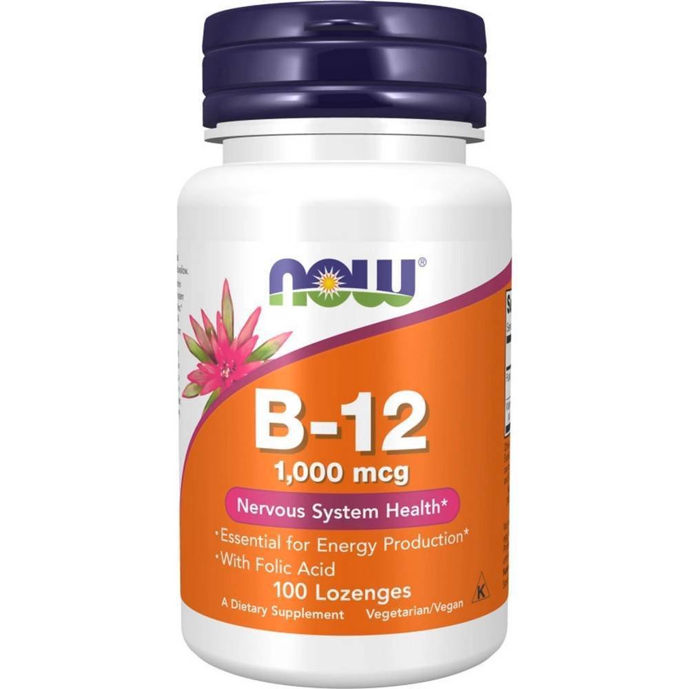 now foods vitamin b12 with folic acid 1000 mcg100 Supports red blood cell formation β NOW Foods Vitamin B12 with Folic Acid 1000 mcg,
