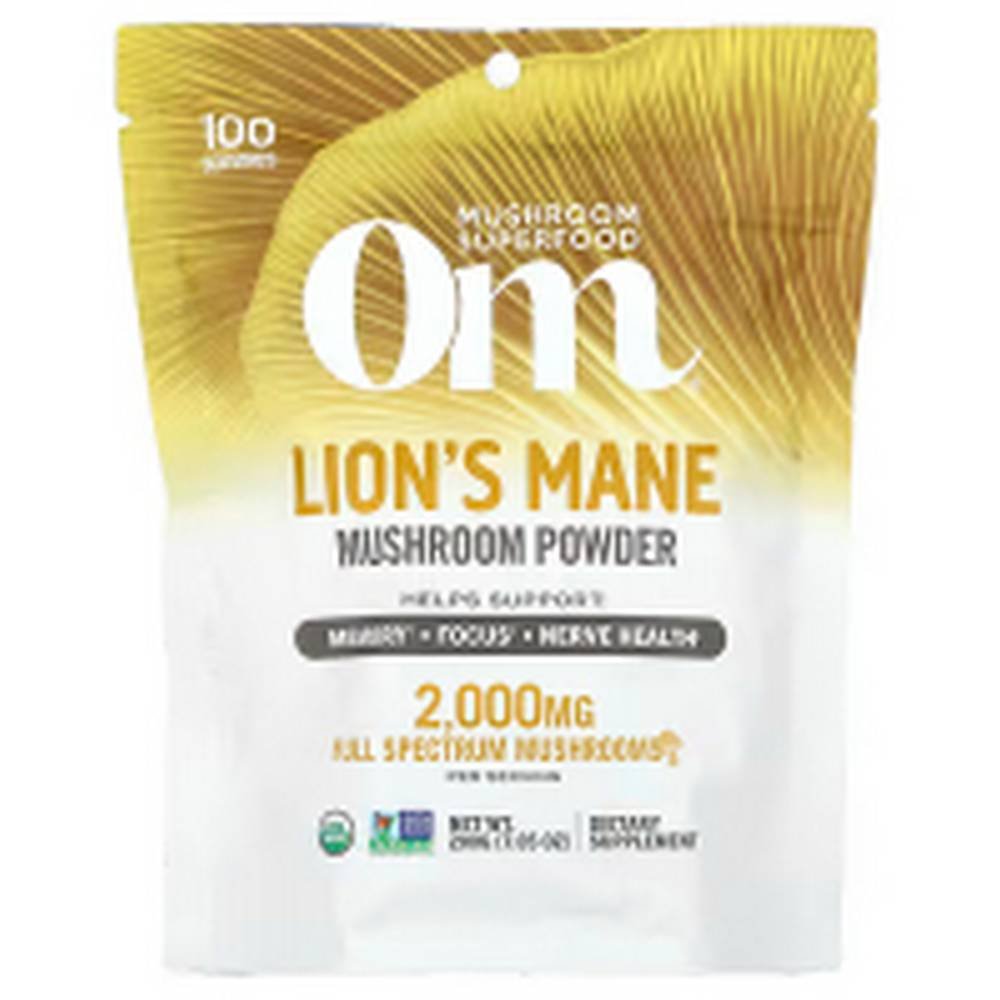om mushrooms organic mushroom powder lions mane200g om mushrooms hongo organico en polvo melena de leon 200 g Immune System Support-Om Mushrooms Organic Mushroom Powder, Lion's Mane,