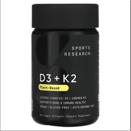 Bone & Teeth Health -Sports Research, D3 + K2, Plant Based, 125 mcg/100 mcg,
