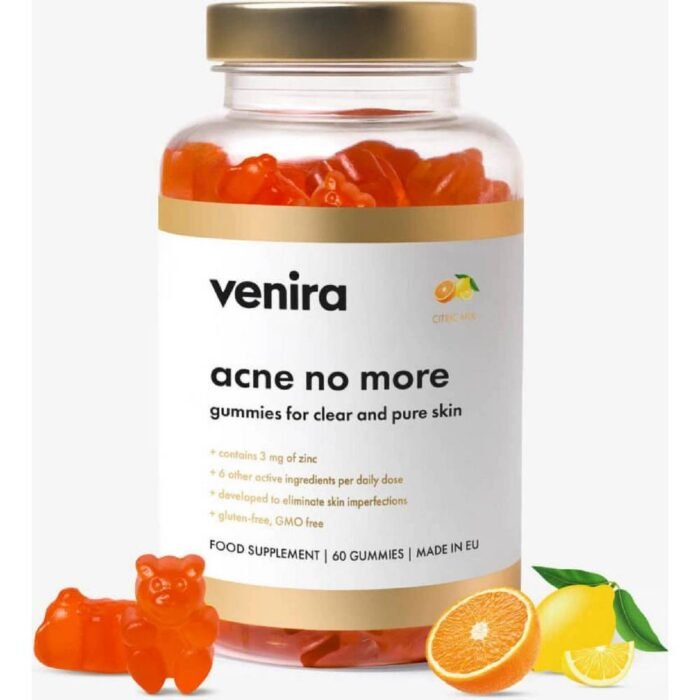 Helps reduce acne and skin blemishes — Venira Acne No More Gummies for Clear and Pure Skin, citrus,
