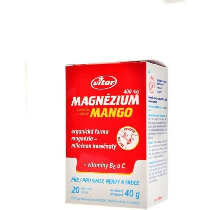 Supports healthy muscle and nerve function — Vitar Magnesium 400 mg + Vitamin B6 + Vitamin C with mango flavor,