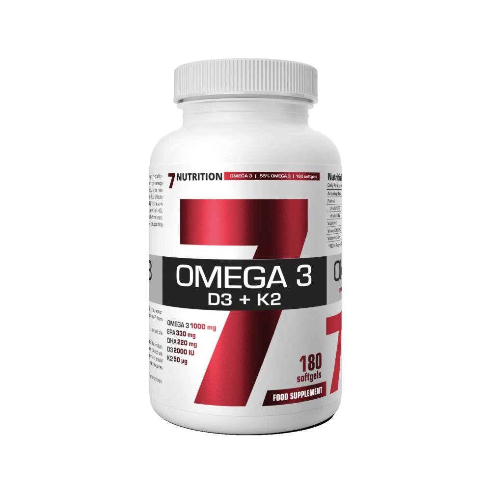 7nutrition omega 3 d3 k2180 Heart health support β 7Nutrition Omega 3 + D3 + K2,