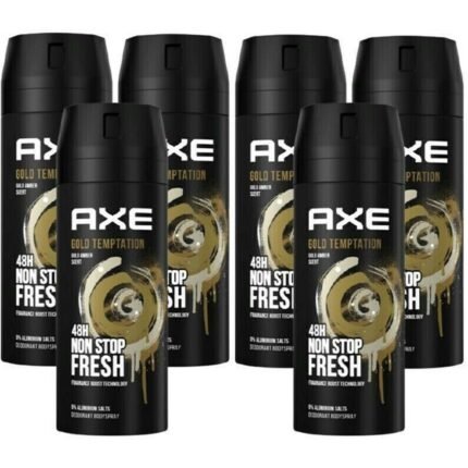 Body odor and perspiration,-Axe, Gold Temptation Deodorant Bodyspray, 6 x 150 ml,