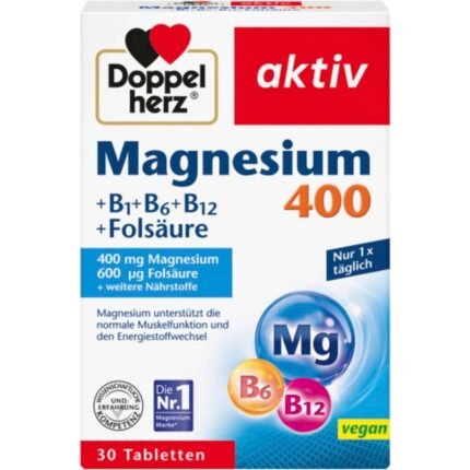 Supports muscle function — Doppelherz Magnesium 400 + B1 + B6 + B12 + Folic acid,