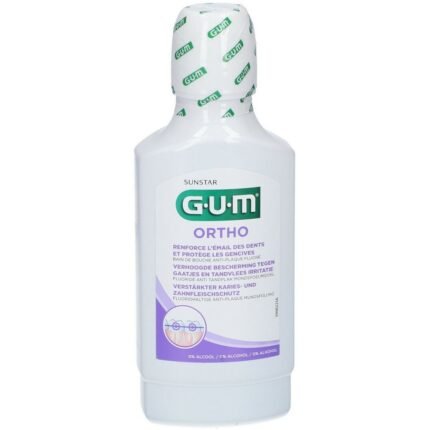 Plaque accumulation around braces,-G.U.M., Ortho Mouthwash, 300ml,