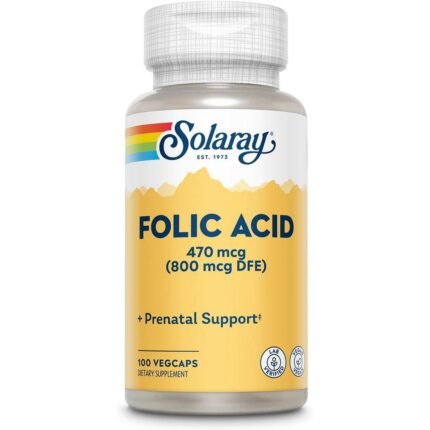 Supports healthy red blood cell formation — Solaray Folic Acid 800mcg,