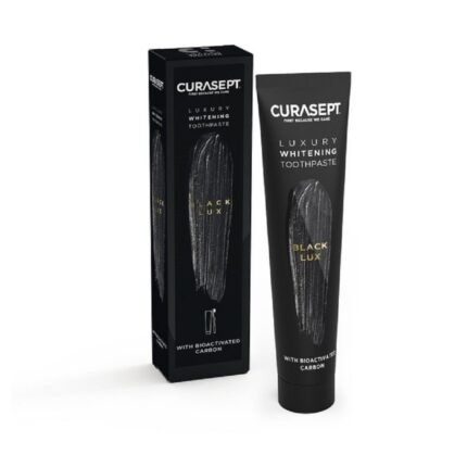 Surface teeth stains,-CURASEPT, Whitening Toothpaste Black Lux, 75 ml, Plaque buildup,-CURASEPT, Whitening Toothpaste Black Lux, 75 ml, Bad breath,-CURASEPT, Whitening Toothpaste Black Lux, 75 ml, Enamel wear,-CURASEPT, Whitening Toothpaste Black Lux, 75 ml․