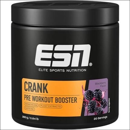 Low energy and poor workout performance - ESN Crank, Blackberry, 380 g, Pre Workout Booster, Vegan, Tested Quality, Made in Germany