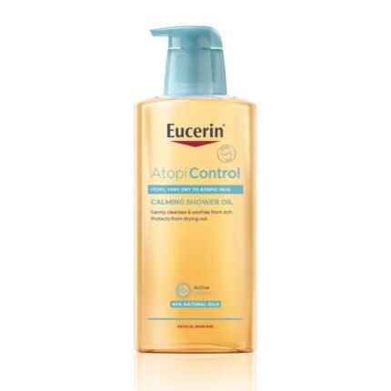 Severe dryness, – EUCERIN, AtopiControl Shower Oil, 400 ml, Skin tightness and discomfort, – EUCERIN, AtopiControl Shower Oil, 400 ml, Irritation and sensitivity, – EUCERIN, AtopiControl Shower Oil, 400 ml, Compromised skin barrier during cleansing, – EUCERIN, AtopiControl Shower Oil, 400 ml.