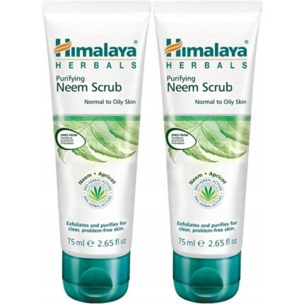 Excess oil and clogged pores,-Himalaya, Purifying Neem Scrub Facial Peeling With Neem x2, 75 ml,