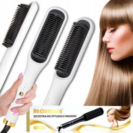 Frizz and lack of smoothness during styling,-Heckermann, Hair Straightener, Ceramic Comb, 2-in-1 Styling Brush,